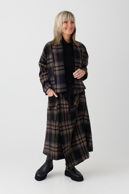 el2 Black/Brown Check Skirt 7080