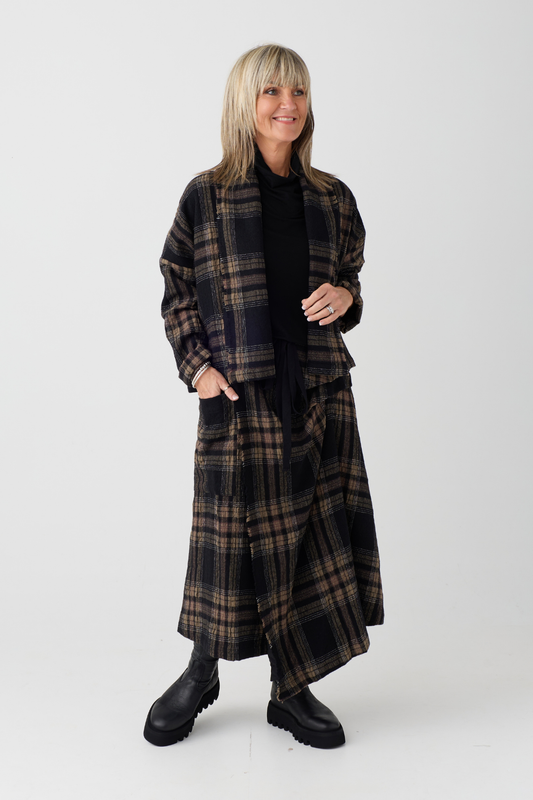 el2 Black/Brown Check Skirt 7080