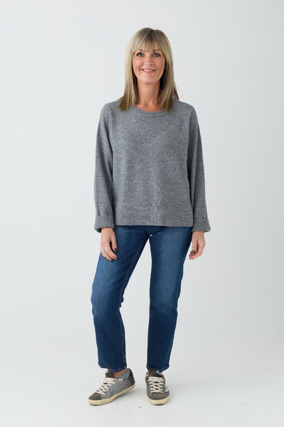 Oui Grey Stepped Hem Jumper