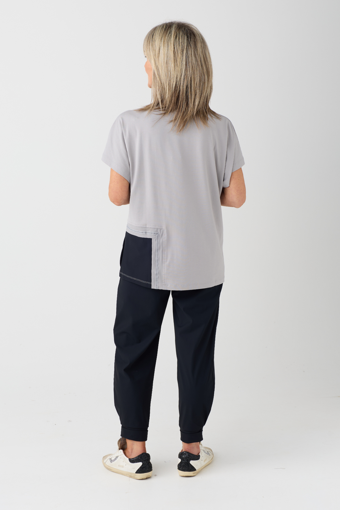 Naya Taupe/Black Contrast Pocket Top