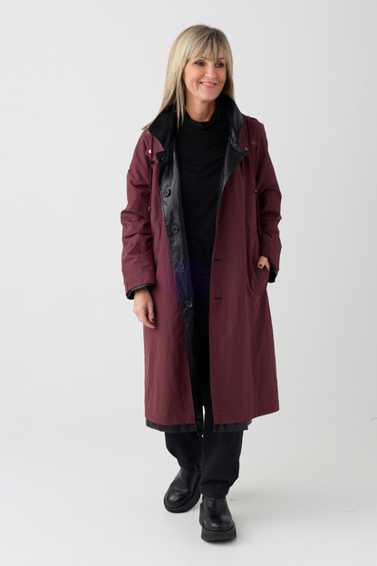 el2 Black/Wine Reversible Trench Coat 6024