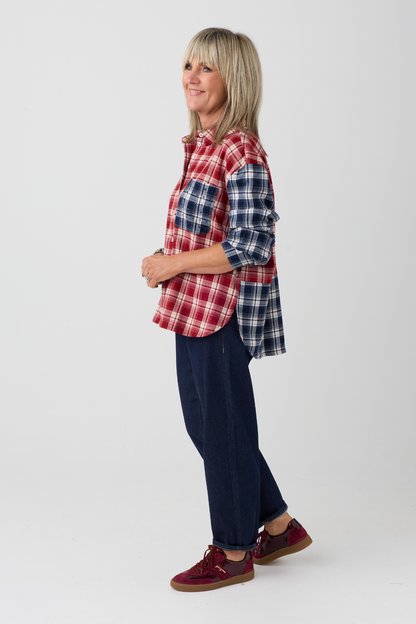 TSP Red/Navy Checked/Rhinestone Shirt