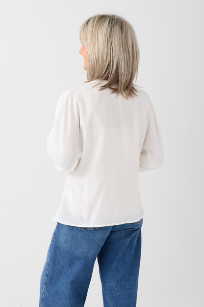 el2 White Asymmetric Blouse 1029