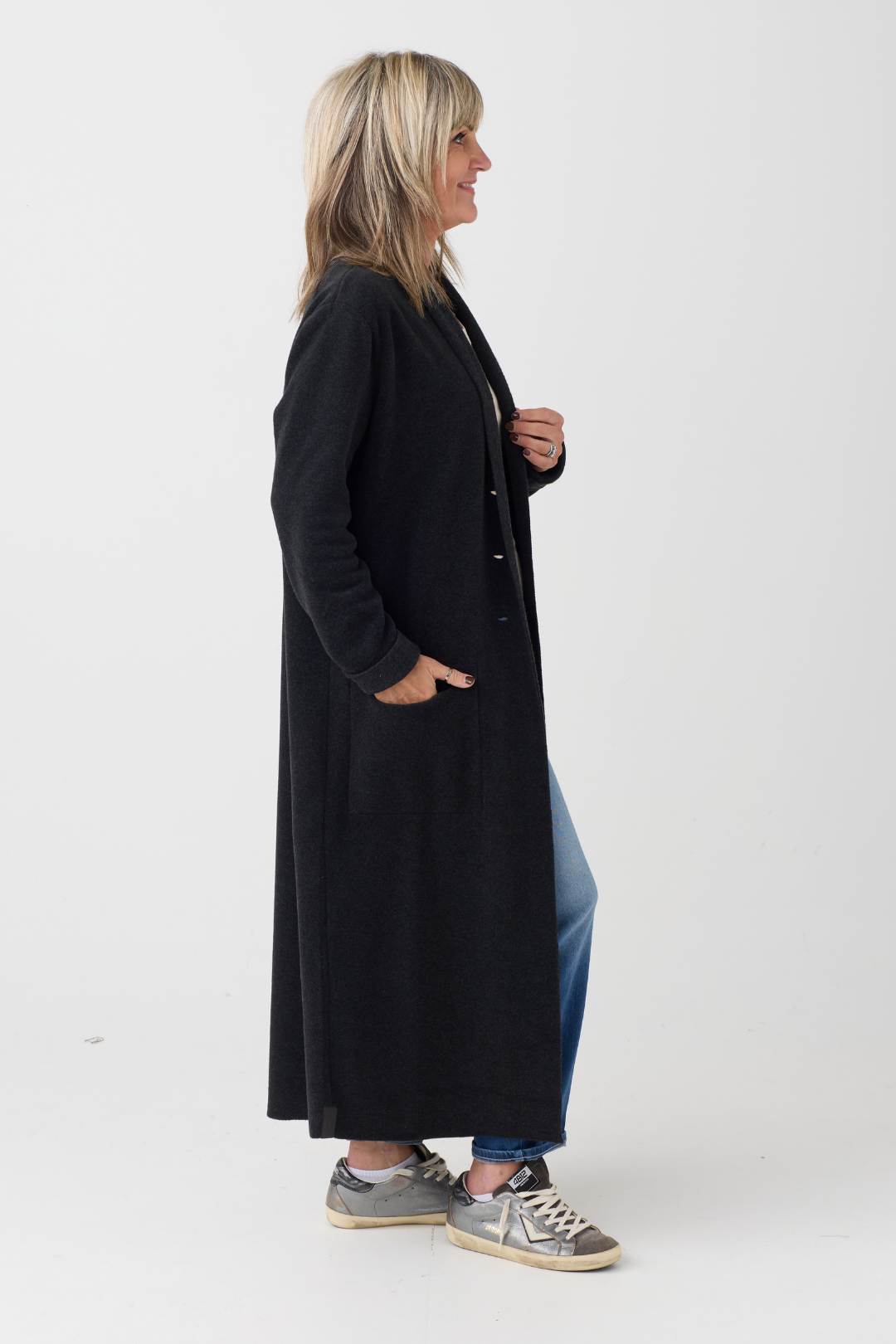 HS Soft Black Long Cardigan 7162