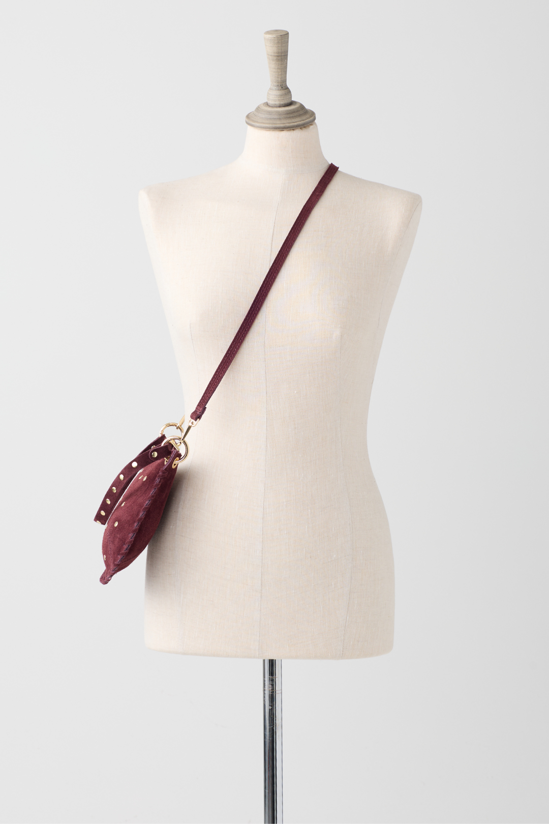 Berry Suede Cross Body Bag w/Studs