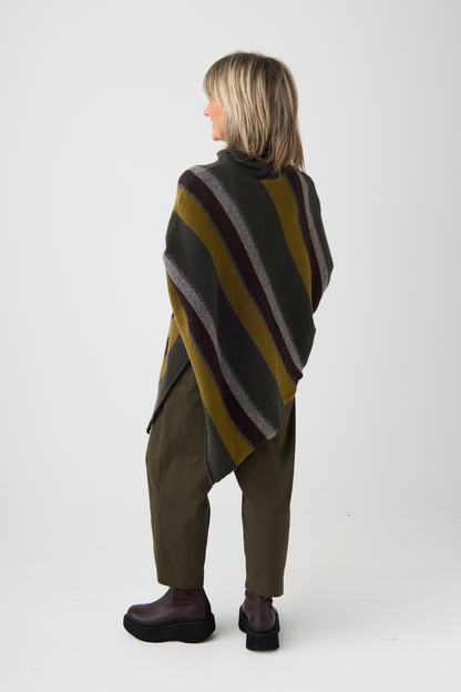 el2 Dark Green Stripe Asymmetric Hem Jumper