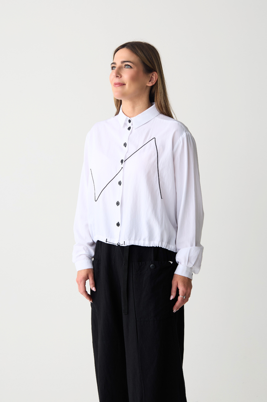 Lurdes Bergada White/Black Embroidered Shirt