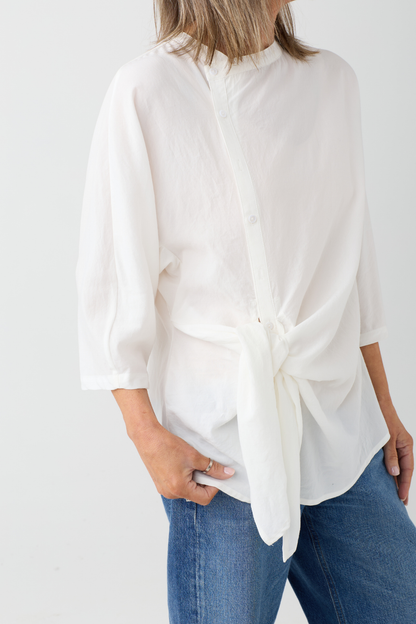 el2 White Asymmetric Blouse 1029