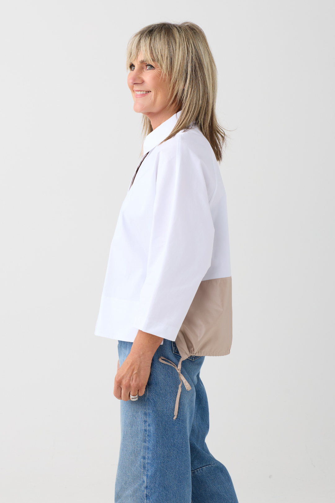 Margittes White/Biscuit Tie Detail Shirt