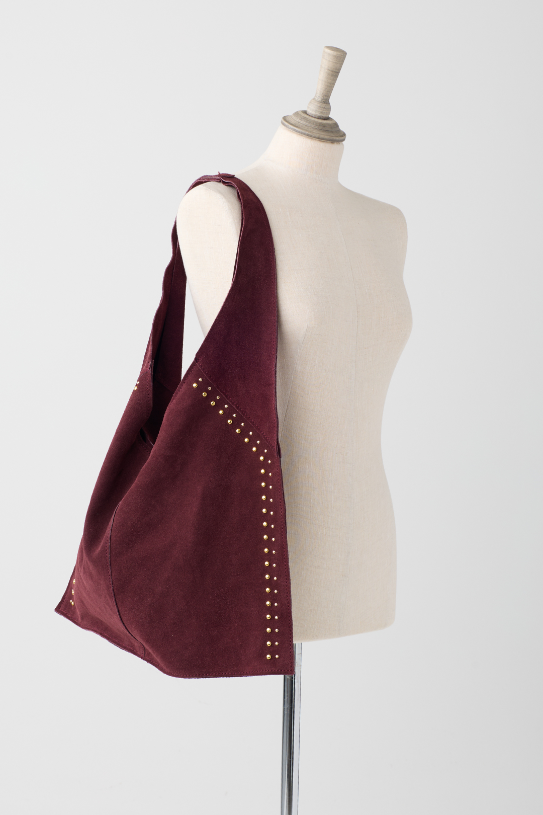 Berry Suede Shopper Bag w/Side Studs