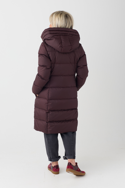 Marc O'Polo Black Cherry Hooded Longline Coat