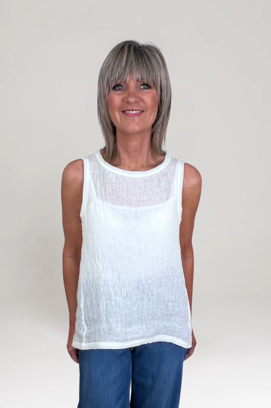 el2 Antique White Sleeveless Top