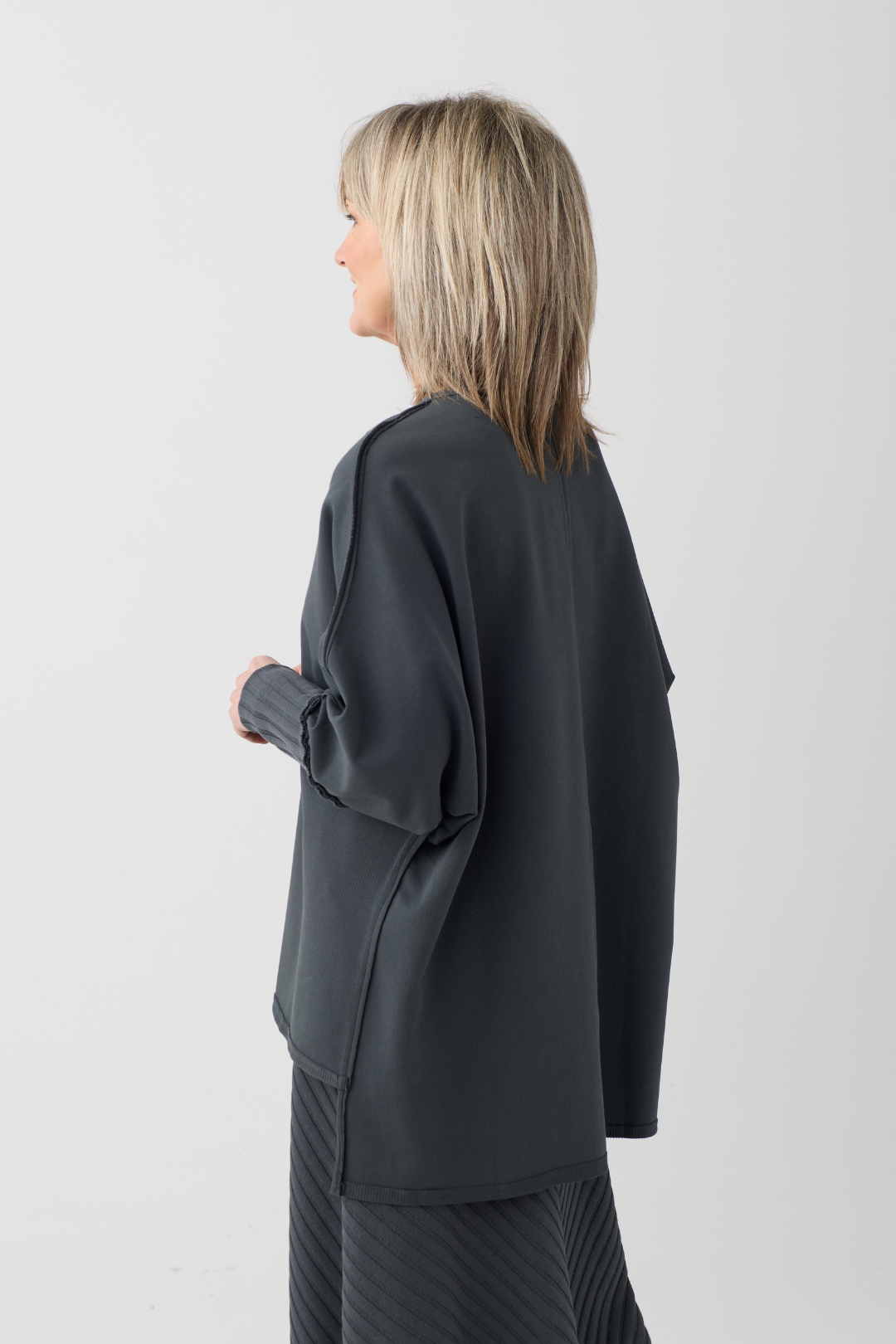 KZR Peat Batwing Ribbed Cuff Top