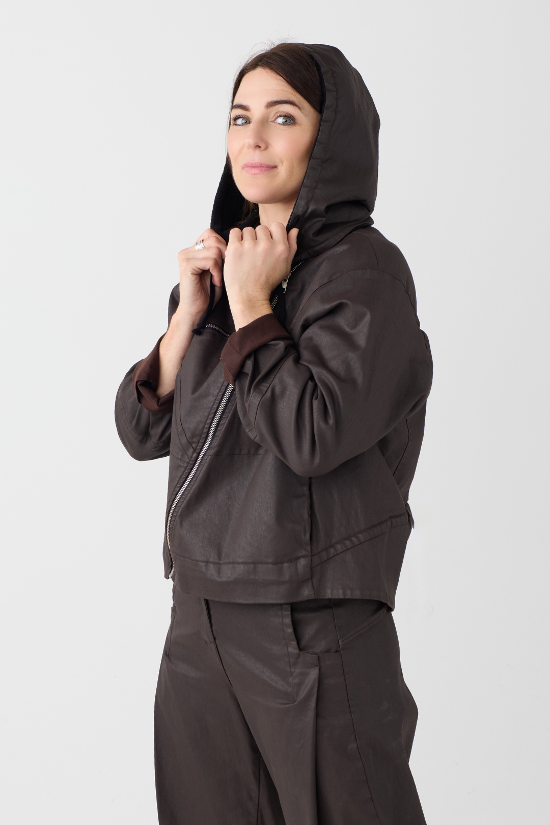 Lurdes Bergada Brown Hooded Jacket 260