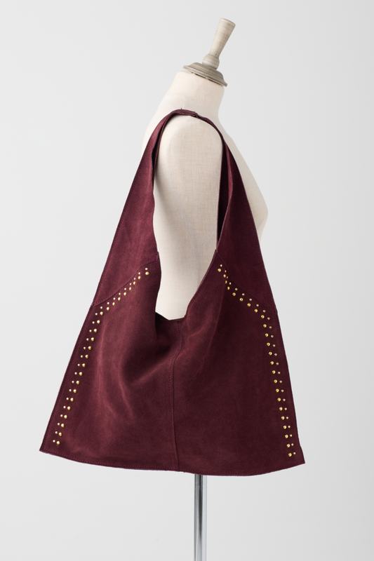 Berry Suede Shopper Bag w/Side Studs