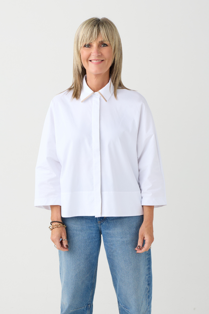 Margittes White/Biscuit Tie Detail Shirt