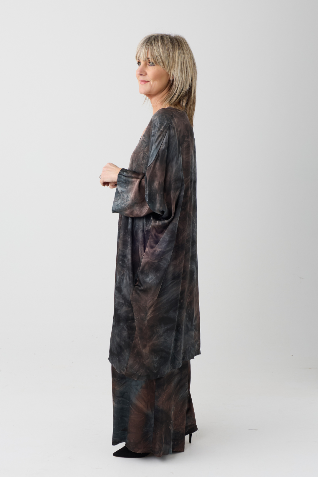 Sanctamuerte Bengal Brown Batwing Shirt Dress