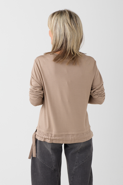 Margittes Biscuit Long Sleeve Drawstring Top