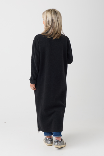 HS Soft Black Long Cardigan 7162