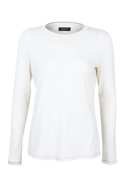 Margittes Cream Long Sleeve Top