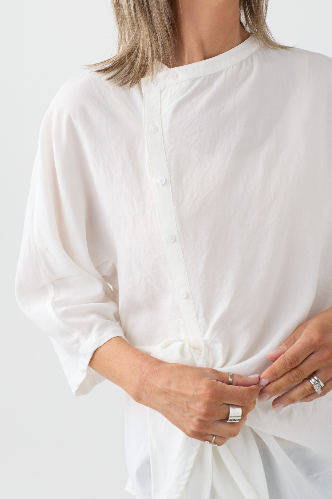 el2 White Asymmetric Blouse 1029