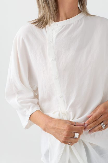 el2 White Asymmetric Blouse 1029