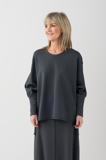 KZR Peat Batwing Ribbed Cuff Top