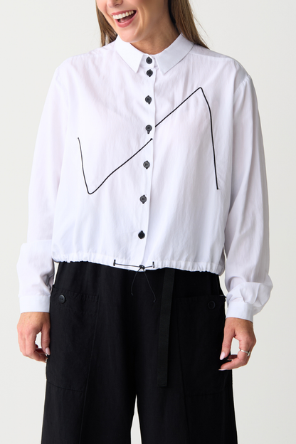 Lurdes Bergada White/Black Embroidered Shirt