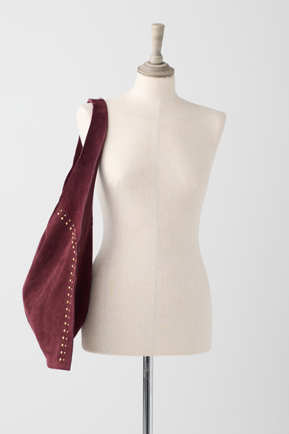 Berry Suede Shopper Bag w/Side Studs