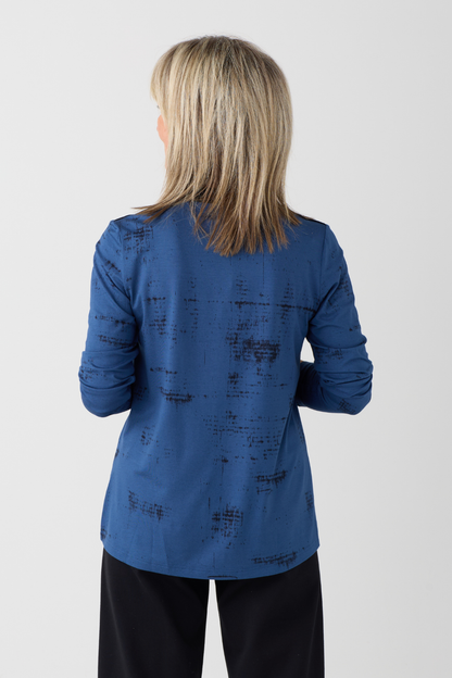 My Soul Blue/Black Print Zip Top 0219