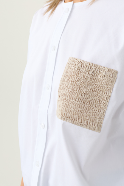 Margittes White/Taupe Pocket Blouse