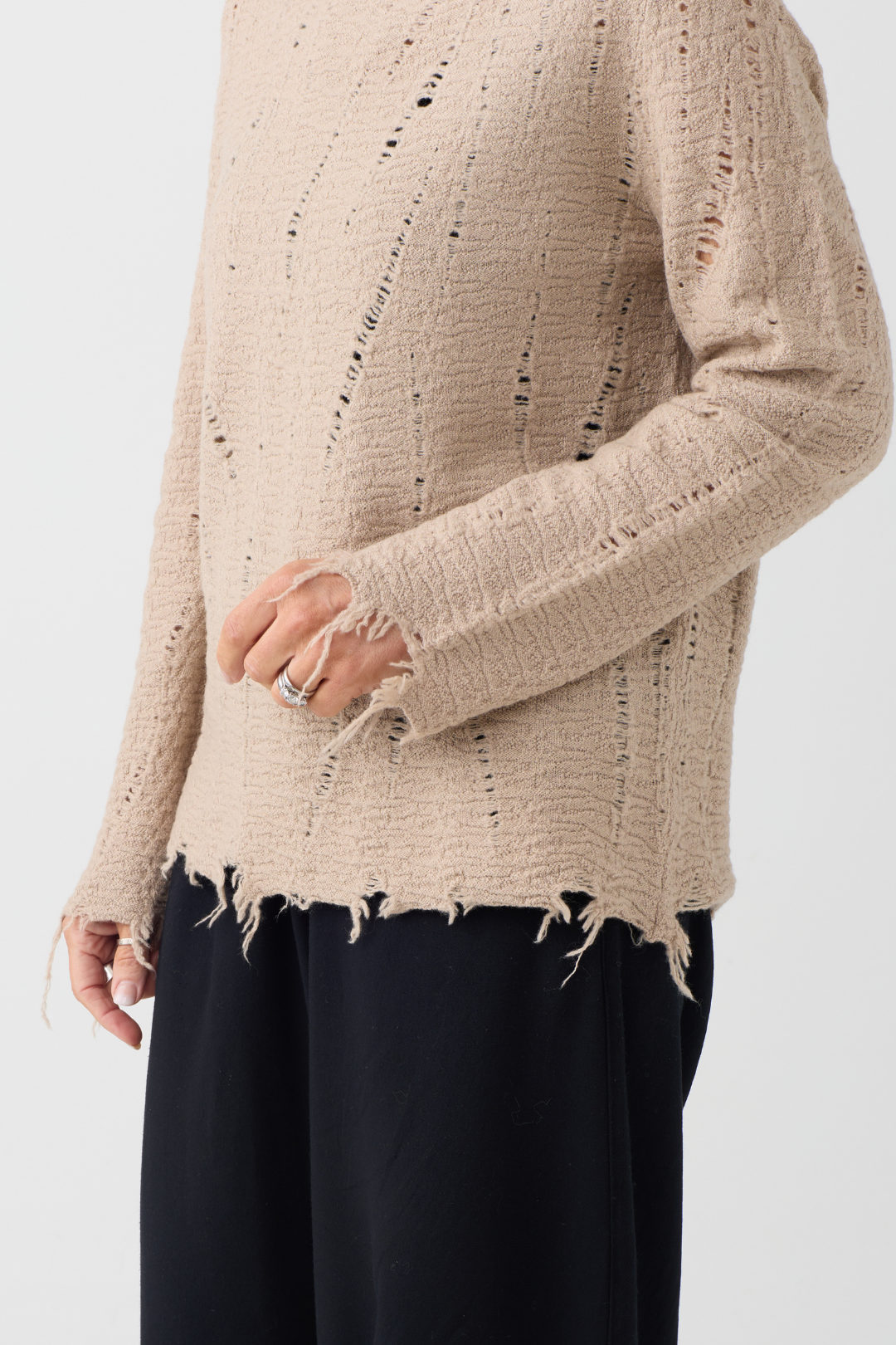 el2 Beige Raw Edge Jumper 1122