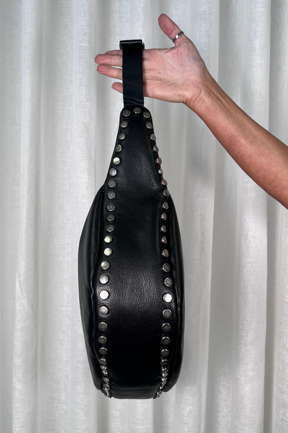 BB Bowie Black Hobo Bag wIth Stud Detail