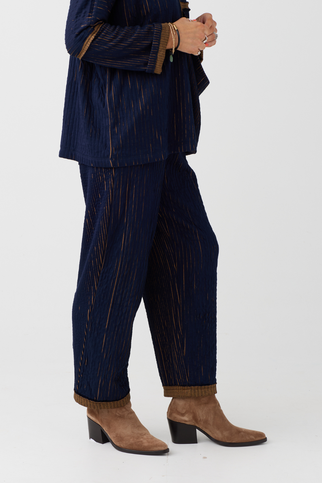 Ozai n Ku Blue/Mustard Stripe Trouser 076