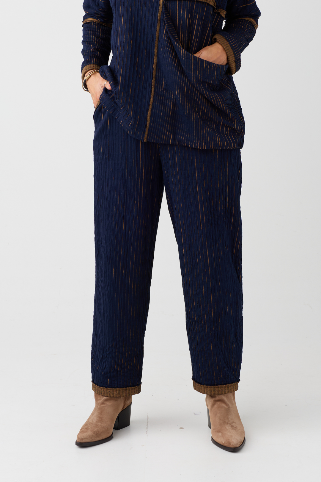 Ozai n Ku Blue/Mustard Stripe Trouser 076