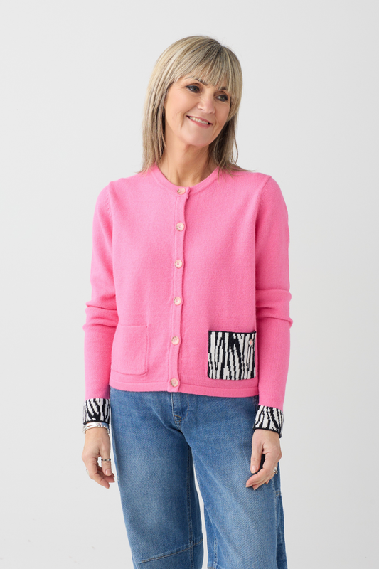 FF Pink Zebra Pocket Cardigan