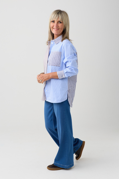TSP Blue/White/Brown Stripe Shirt