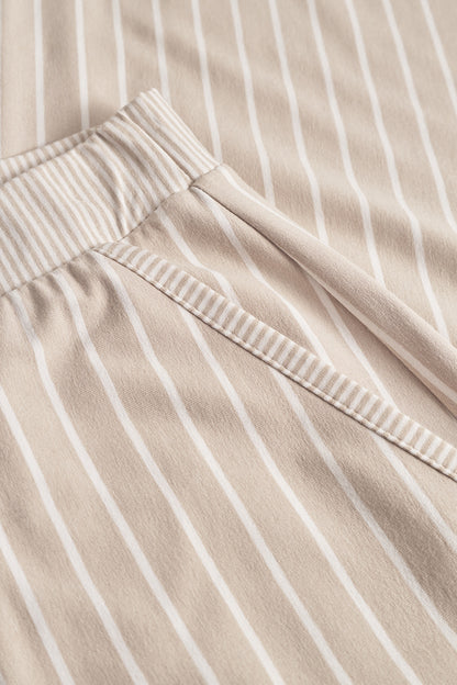 Elsewhere Nude Stripe Wide Leg Jersey Trouser