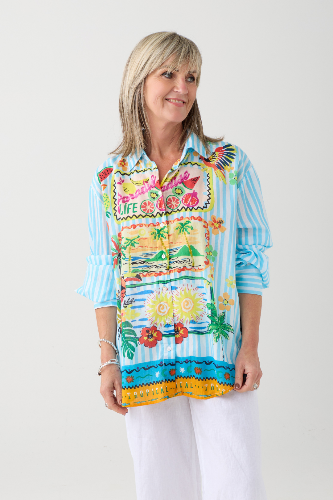 Palme Aqua Stripe Paradise Life Shirt