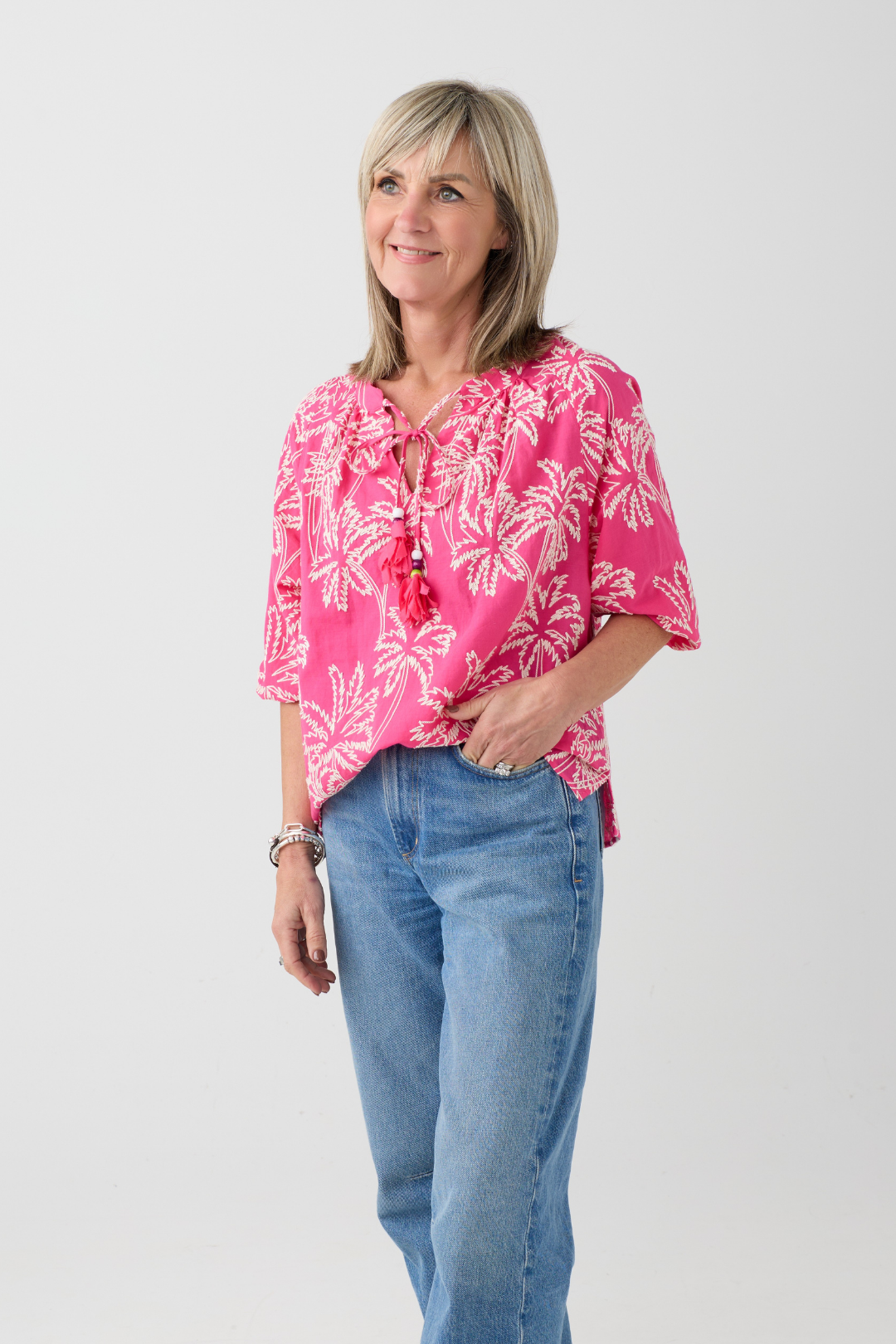 Milano Pink Print Raglan Sleeve Blouse