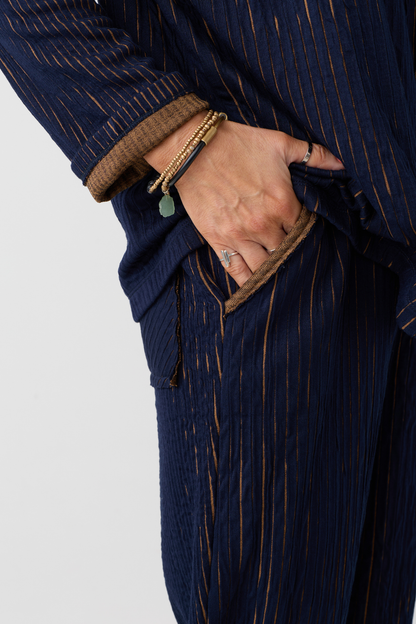 Ozai n Ku Blue/Mustard Stripe Trouser 076