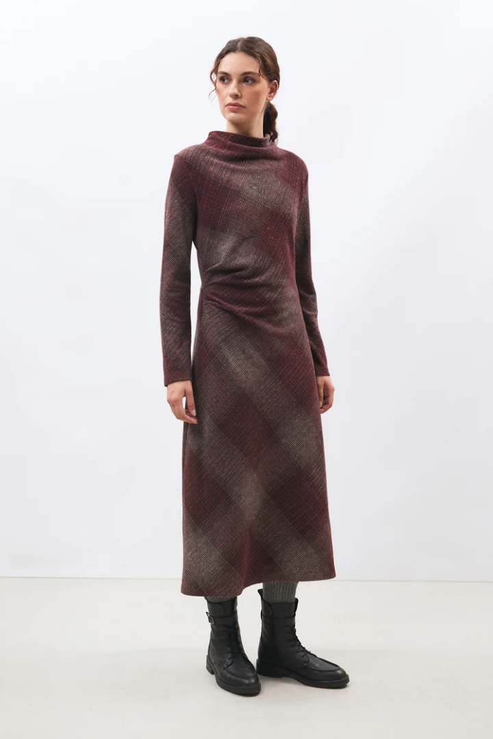 Humility MINORI Burgundy Plaid Dress