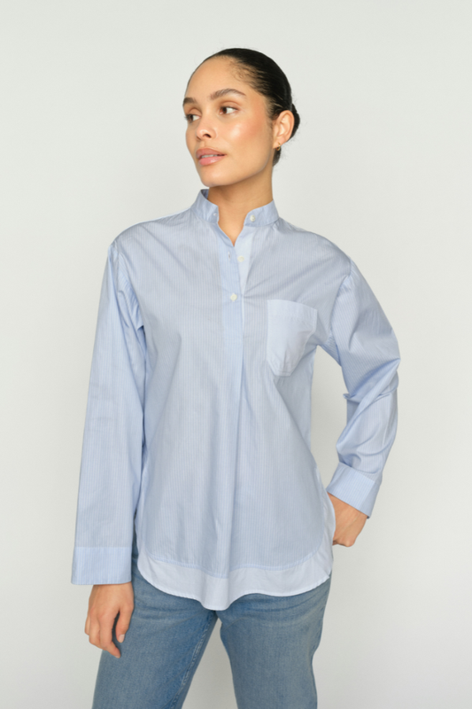 Mos Mosh Bronwyn Brunnera Blue Stripe Shirt