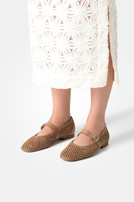 Paul Green Brown/Gold Samtziege Ballerina Shoe