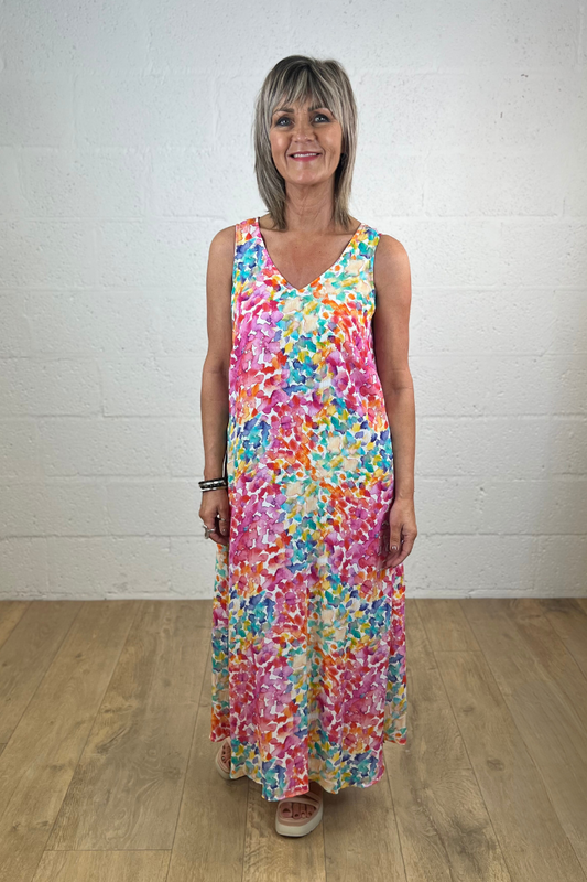 Milano Colourful Print Sleeveless Dress