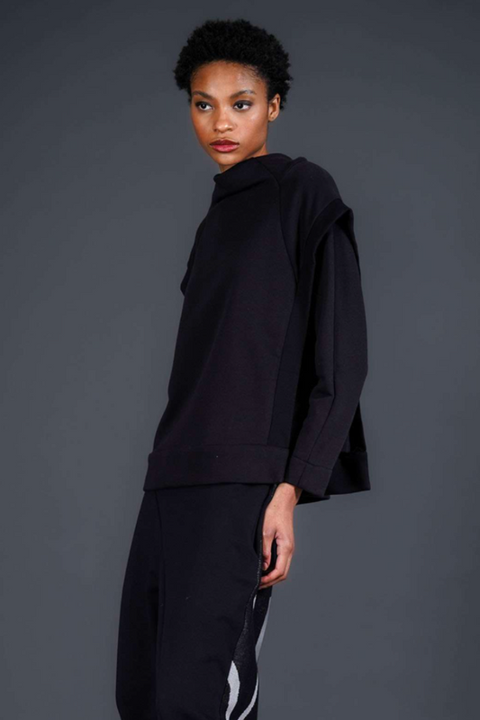 Lotus Eaters Gonak Black Funnel Neck Top