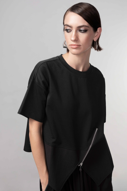 Haako Black SS Zip Top H1011