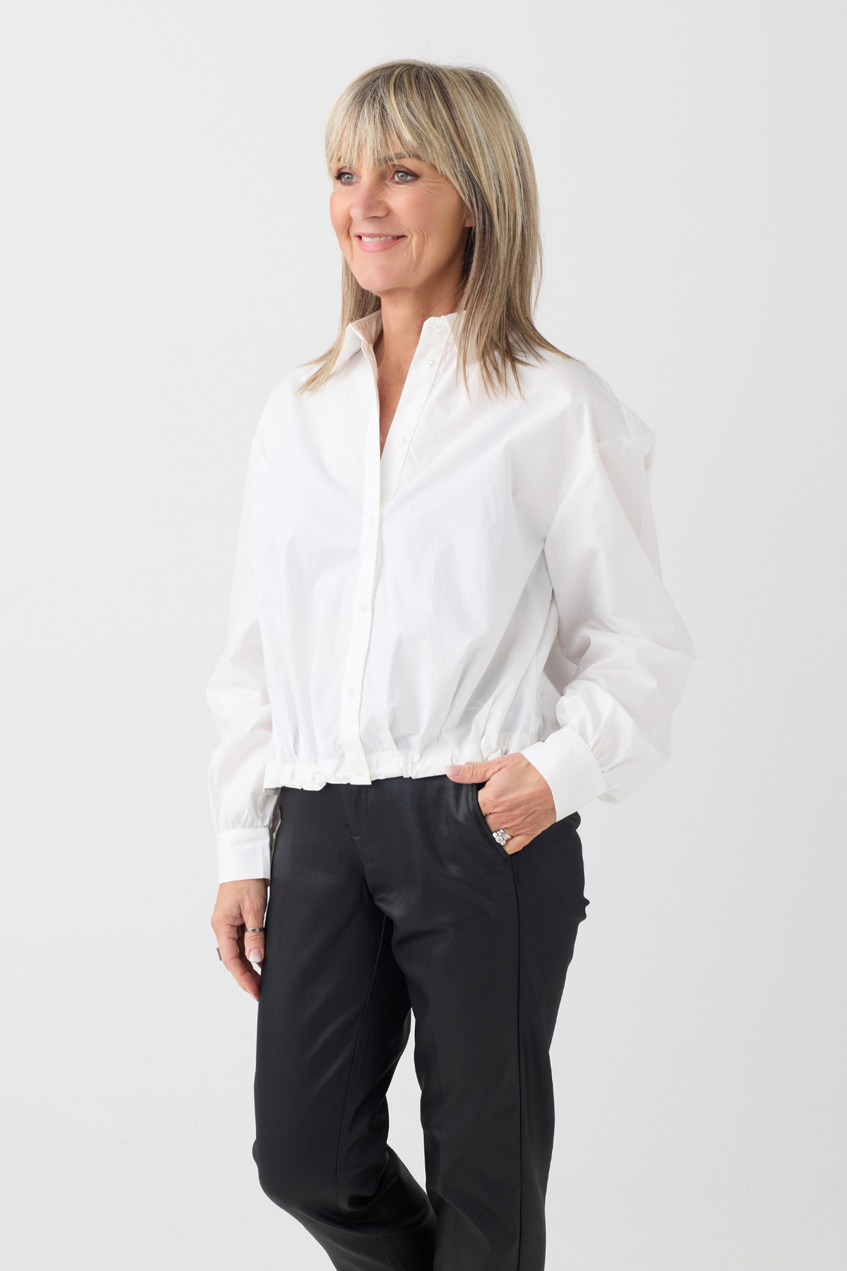 Milano White Bead Trimmed Collar Shirt
