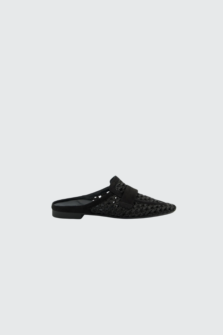 Paul Green Black Nubuk/Sisal Mule