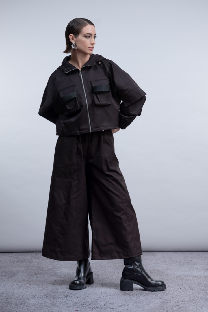 Haako Black Cropped Wide Leg Trouser H2008